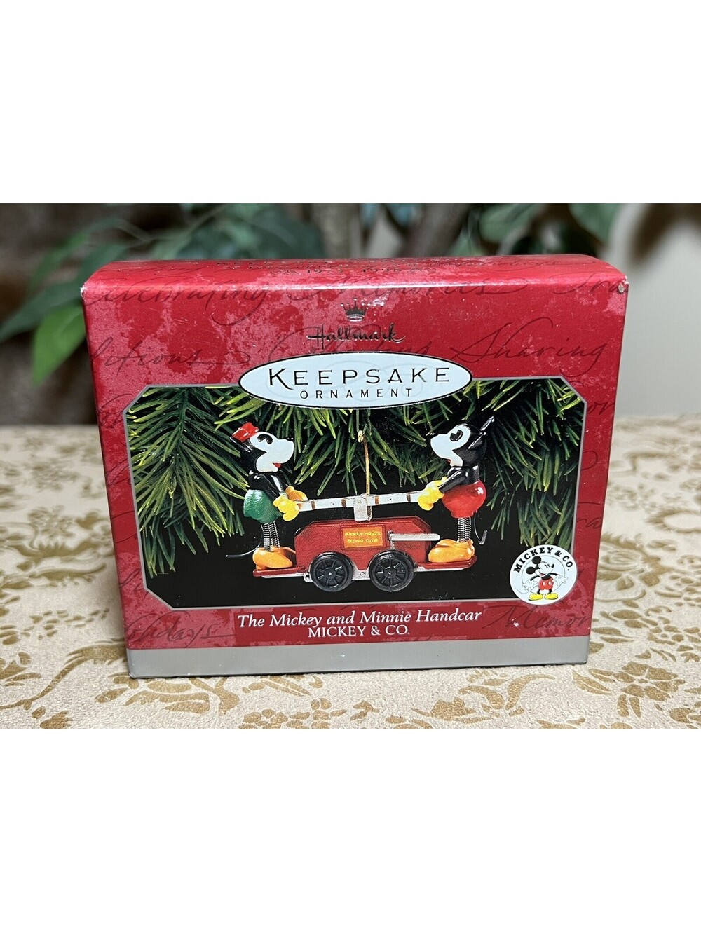 Vintage 1998 Hallmark Keepsake Mickey Mouse and Minnie Mouse Handcar Mickey & Co